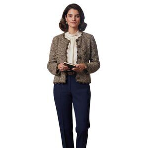 Hand Made Italian Bouclé Cardigan Small Jacket Brown Button-Up Timeless Classic